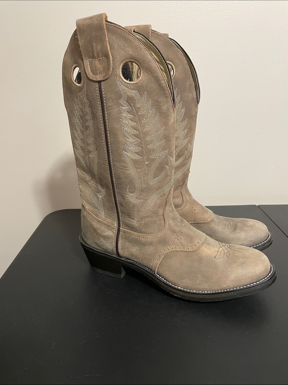 Durango Taupe Suede Western Heeled Boots Size 11